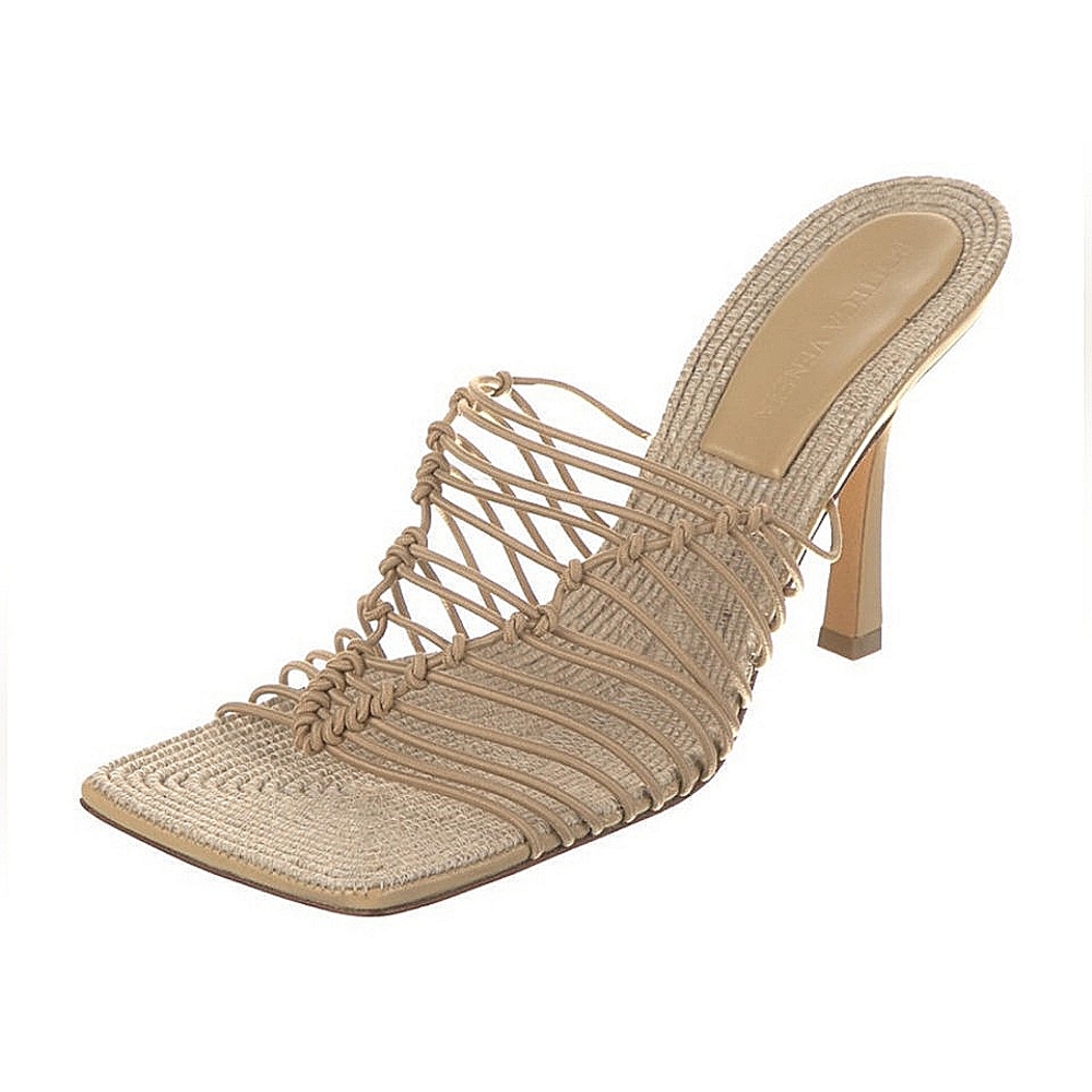 Authentic Bottega Veneta Beige 'Knotted Stretch' Mule Sandals